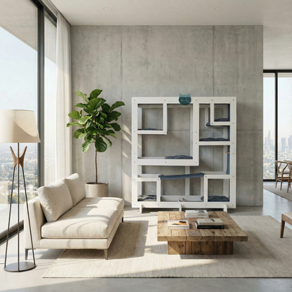 WLO® Pure White Square Cat Station | Modular Wall-Mounted Cat Climbing System