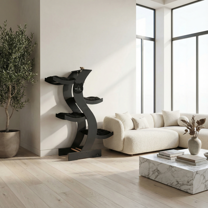 WLO® Onyx Black Skyline Cat Tree | Modern Multi-Level Cat Tower for Large Cats