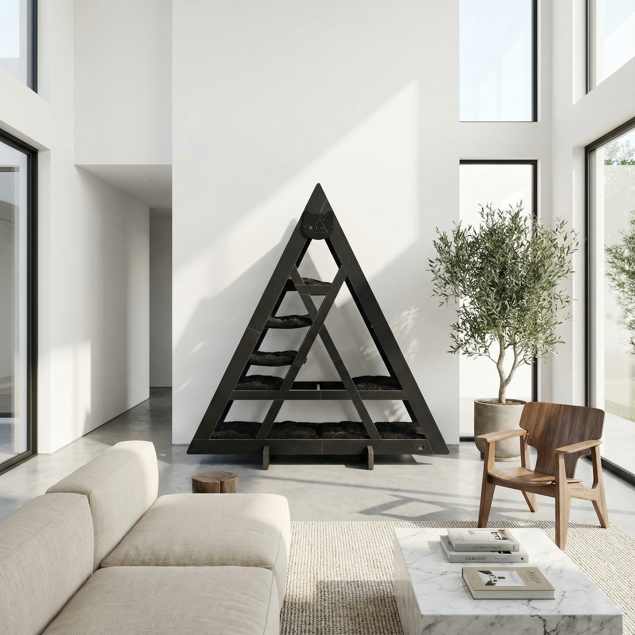 WLO® Onyx Black Triangle Cat Station | Modular Wall-Mounted Cat Climbing System