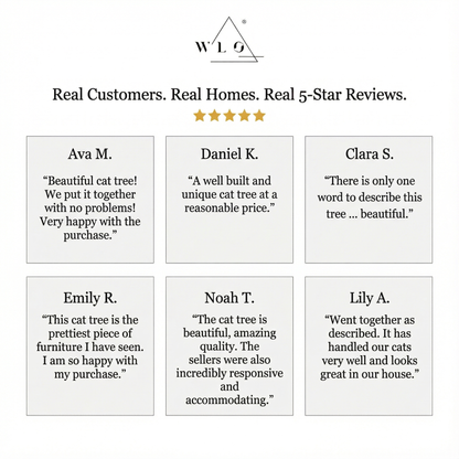 WLO® Onyx Black Malibu Cat Tree | Modern Multi-Level Cat Tower for Large Cats