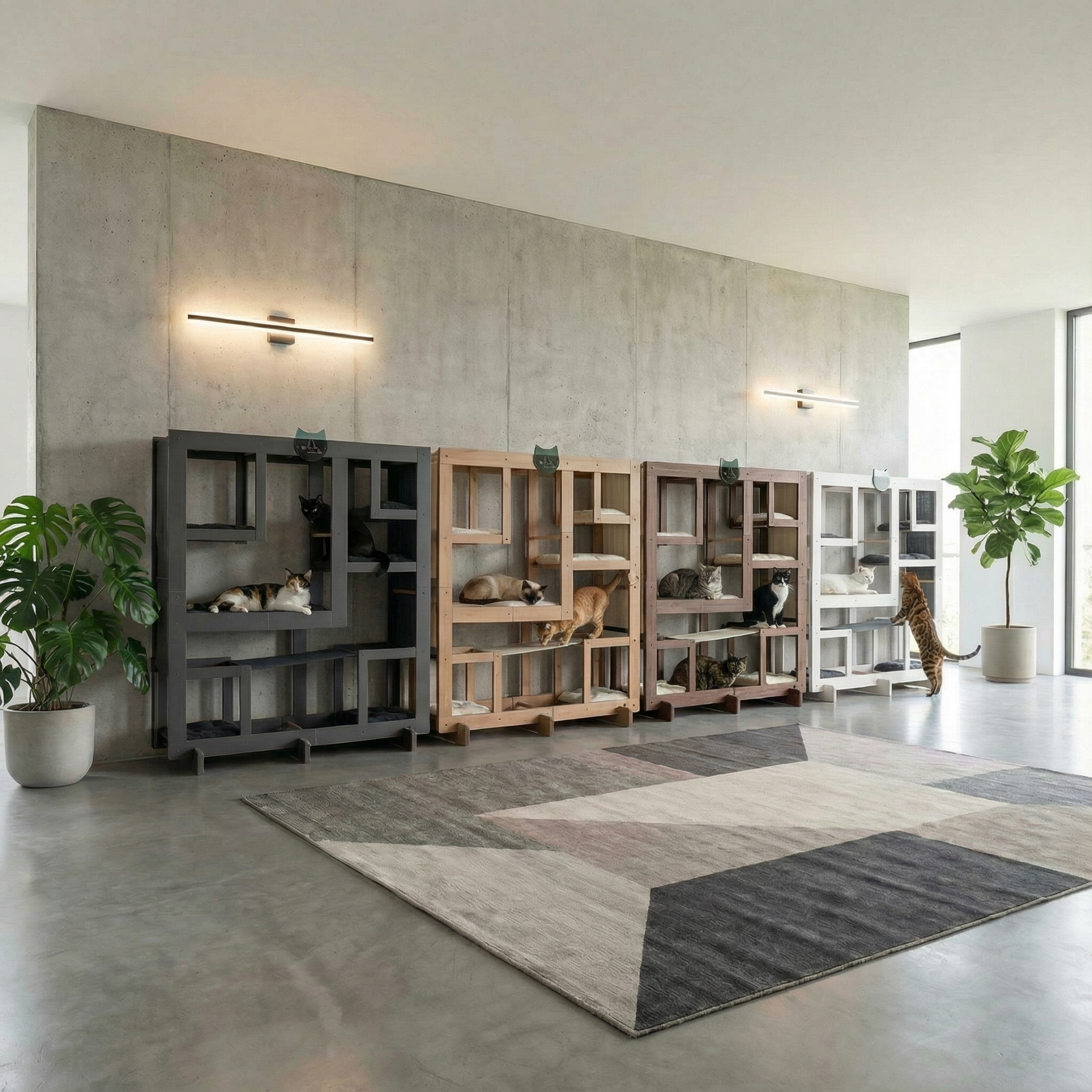 WLO® Onyx Black Square Cat Station | Modular Wall-Mounted Cat Climbing System