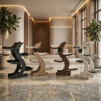 WLO® Classic Walnut Skyline Tiragraffi | Torre Moderna Multi-Livello per Gatti Grandi