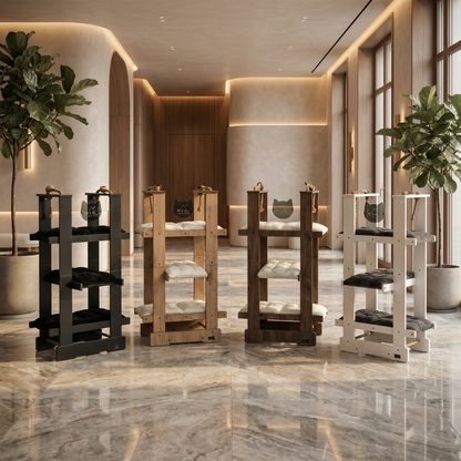 WLO® Onyx Black Malibu Cat Tree | Modern Multi-Level Cat Tower for Large Cats