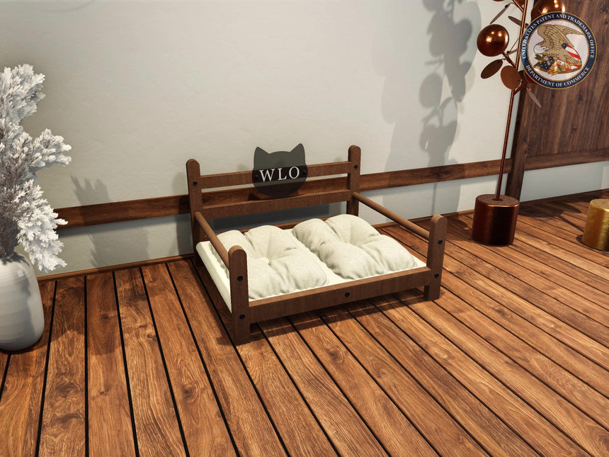 WLO® Basic Modern Cat Bed Premium Wooden Cat Bed with Free Customization, Multiple Colors & Gift Cushion Covers - WLO Wood