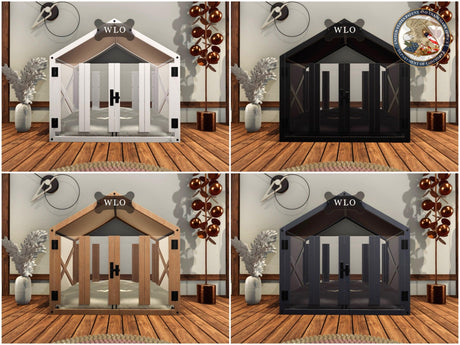 WLO® Black & Black Gabled Modern Dog House, Premium Wooden Dog House with Free Customization, Gift Cushion Covers - WLO Wood