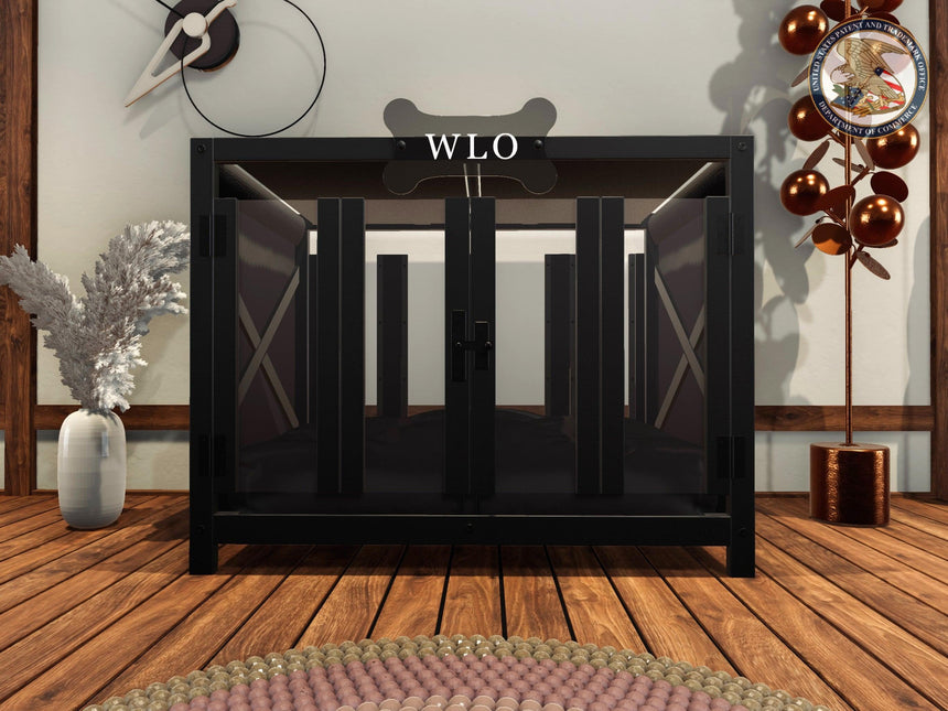 WLO® Black & Black Pueblo Modern Dog House, Premium Wooden Dog House with Free Customization, Gift Cushion Covers - WLO Wood