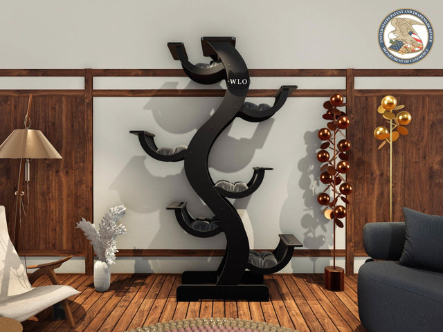 WLO® Black & Black Skyline Modern Cat Tree, Premium Wooden Cat Tree with Free Customization, Easy to Clean Super Soft Cushions - WLO Wood