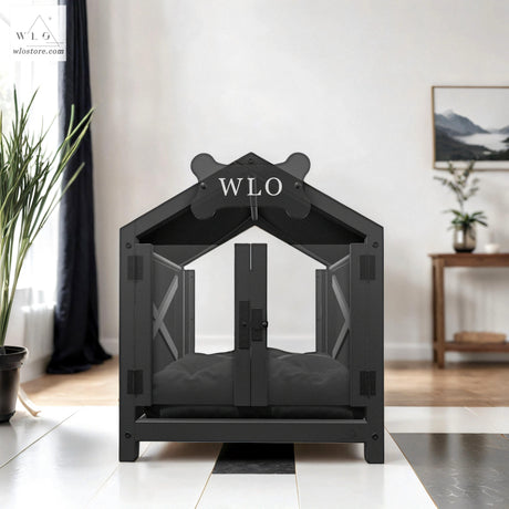 WLO® Black Gabled Elevated Modern Dog House - WLO Store