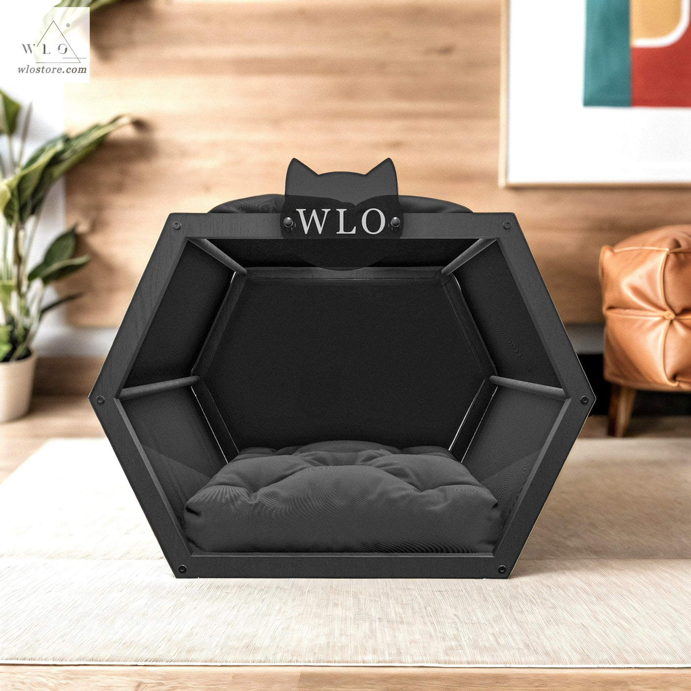 WLO® Black Hexxon Modern Cat Bed - WLO Store