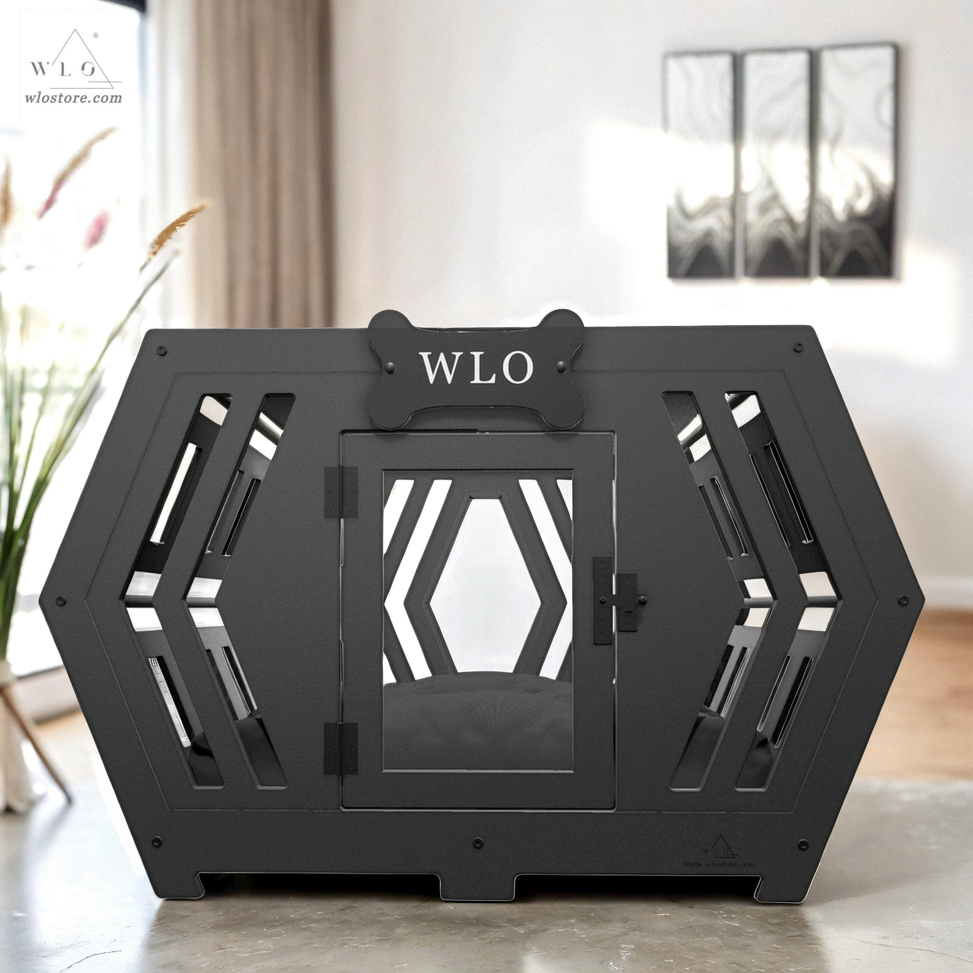 WLO® Black Hexxon Modern Dog Crate - WLO Store