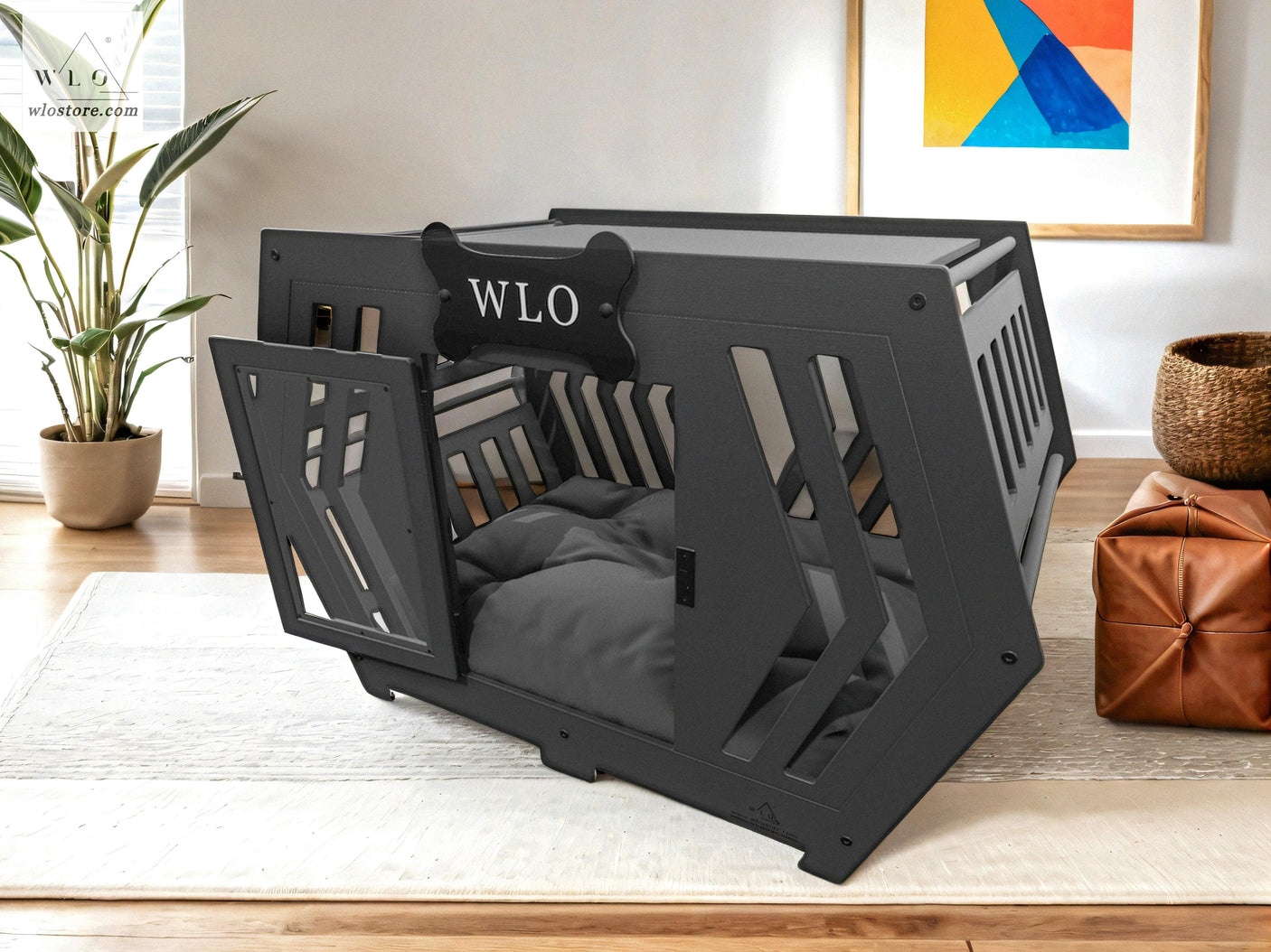 WLO® Black Hexxon Modern Dog Crate - WLO Store