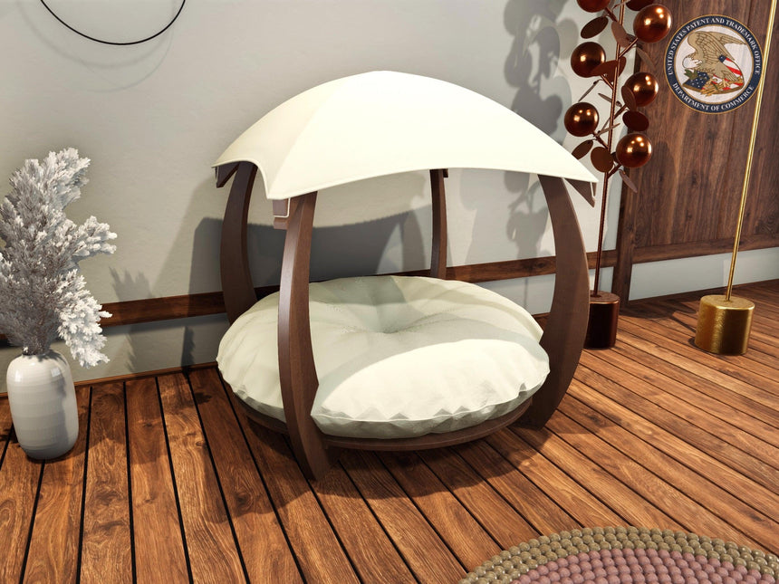 WLO® Circular Modern Cat Bed Premium Wooden Cat Bed with Free Customization, Multiple Colors & Gift Cushion Covers - WLO Wood