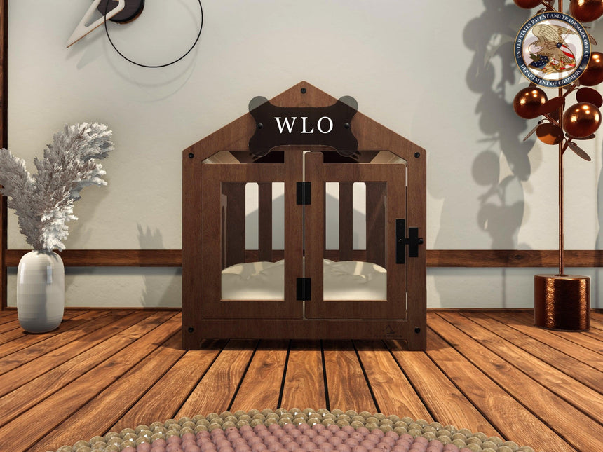 WLO® Gabled Modern Dog Crate, Premium Wooden Dog Crate with Free Customization, Multiple Colors & Gift Cushion Covers - WLO Wood