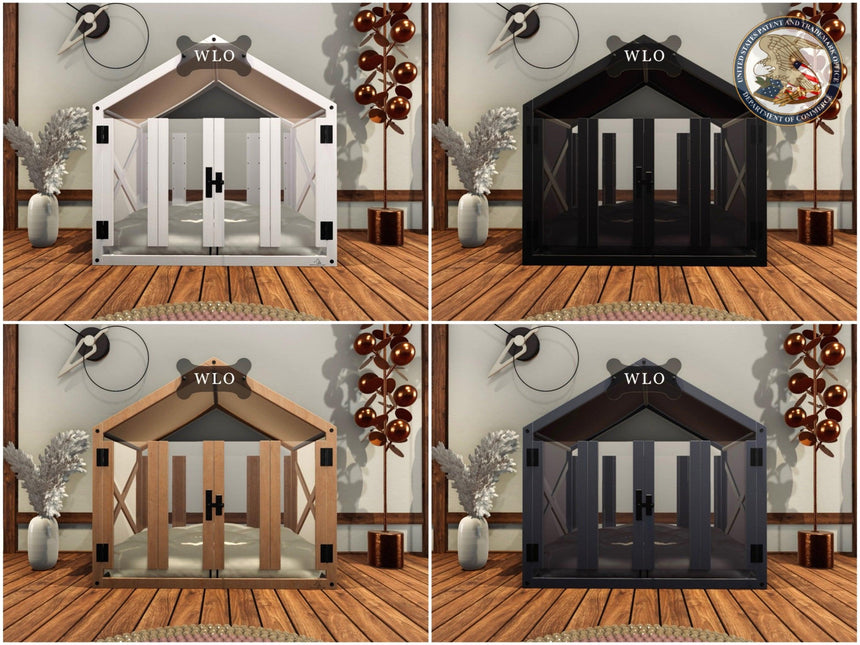 WLO® Gabled Modern Dog House Premium Wooden Dog House with Free Customization, Multiple Colors & Gift Cushion Covers - WLO Wood