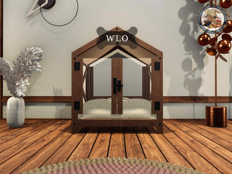 WLO® Gabled Modern Dog House Premium Wooden Dog House with Free Customization, Multiple Colors & Gift Cushion Covers - WLO Wood