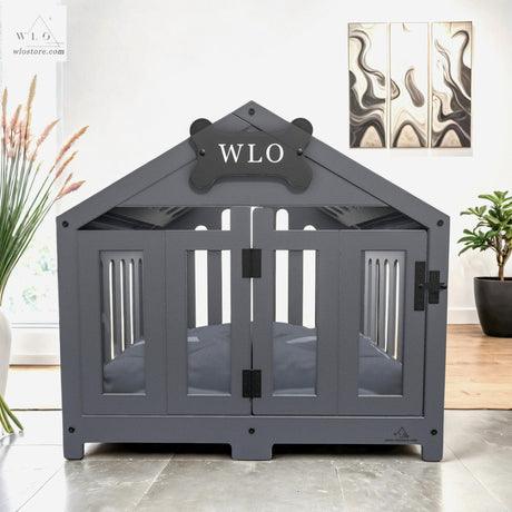 WLO® Gray Gabled Modern Dog Crate - WLO Store