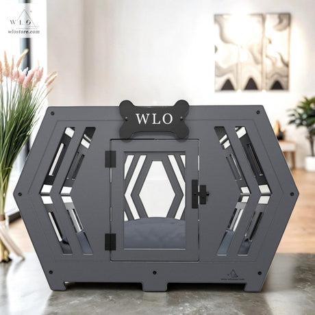 WLO® Gray Hexxon Modern Dog Crate - WLO Store