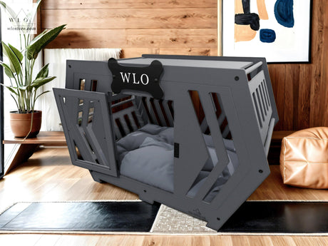 WLO® Gray Hexxon Modern Dog Crate - WLO Store