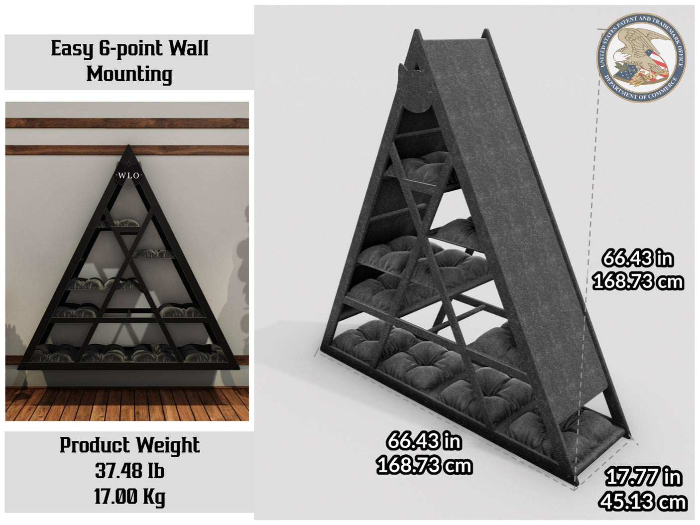 WLO® Gray Triangle Compact Cat Shelf - WLO Store