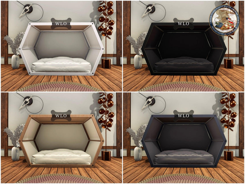 WLO® Hexxon Modern Dog House Premium Wooden Dog House with Free Customization, Multiple Colors & Gift Cushion Covers - WLO Wood