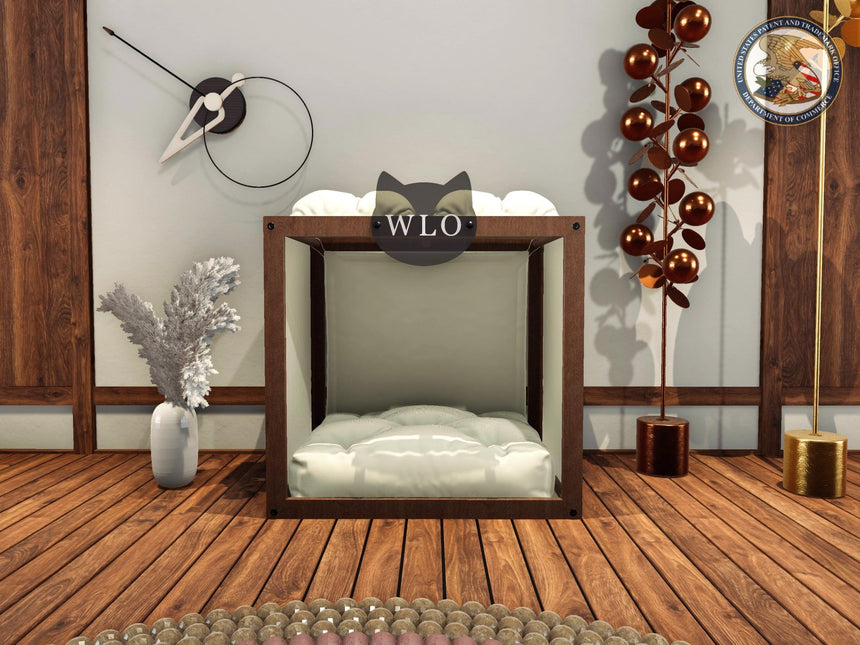 WLO® Pueblo Modern Cat Bed Premium Wooden Cat Bed with Free Customization, Multiple Colors & Gift Cushion Covers - WLO Wood