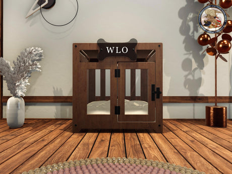 WLO® Pueblo Modern Dog Crate, Premium Wooden Dog Crate with Free Customization, Multiple Colors & Gift Cushion Covers - WLO Wood
