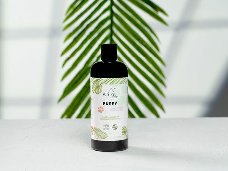 WLO® Puppy Shampoo 13.5 oz - Gentle and Soothing Formula | 50% Off + Gift Wooden Holder + Free Next Day Shipping for 5 Items all Organic Pet Care Products - WLO Wood