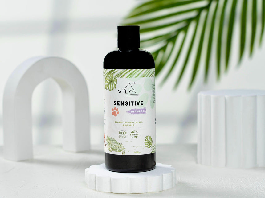 WLO® Sensitive Shampoo 13.5 oz - Organic Care for Delicate Skin | 50% Off + Gift Wooden Holder + Free Next Day Shipping for 5 Items all Organic Pet Care Products - WLO Wood