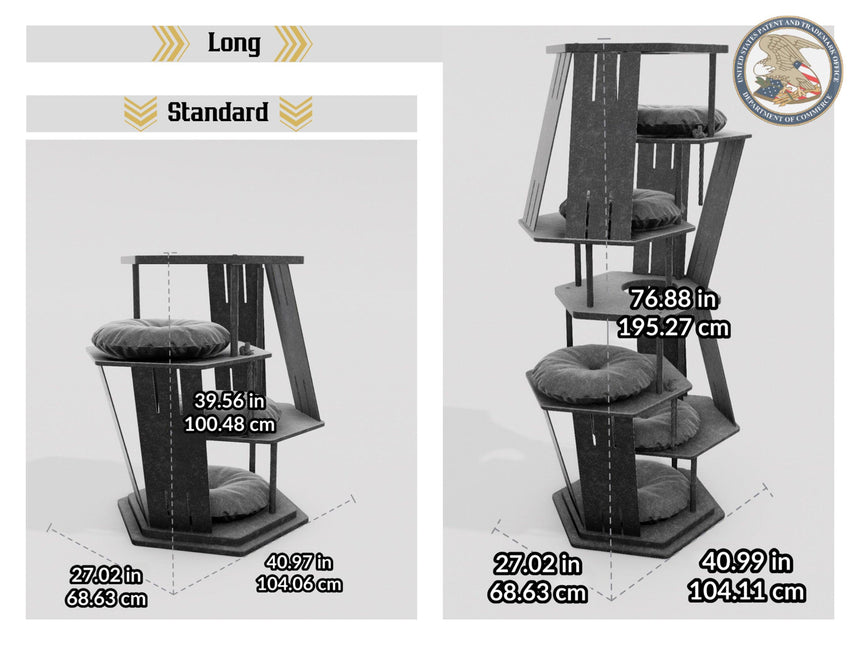 WLO® Titanic Modern Cat Tree Premium Wooden Cat Tree with Free Customization, Multiple Colors & Easy to Clean Super Soft Cushions - WLO Wood