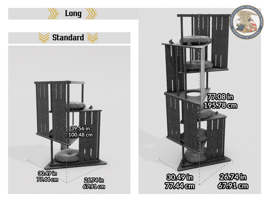 WLO® Triangle Modern Cat Tree Premium Wooden Cat Tree with Free Customization, Multiple Colors & Easy to Clean Super Soft Cushions - WLO Wood