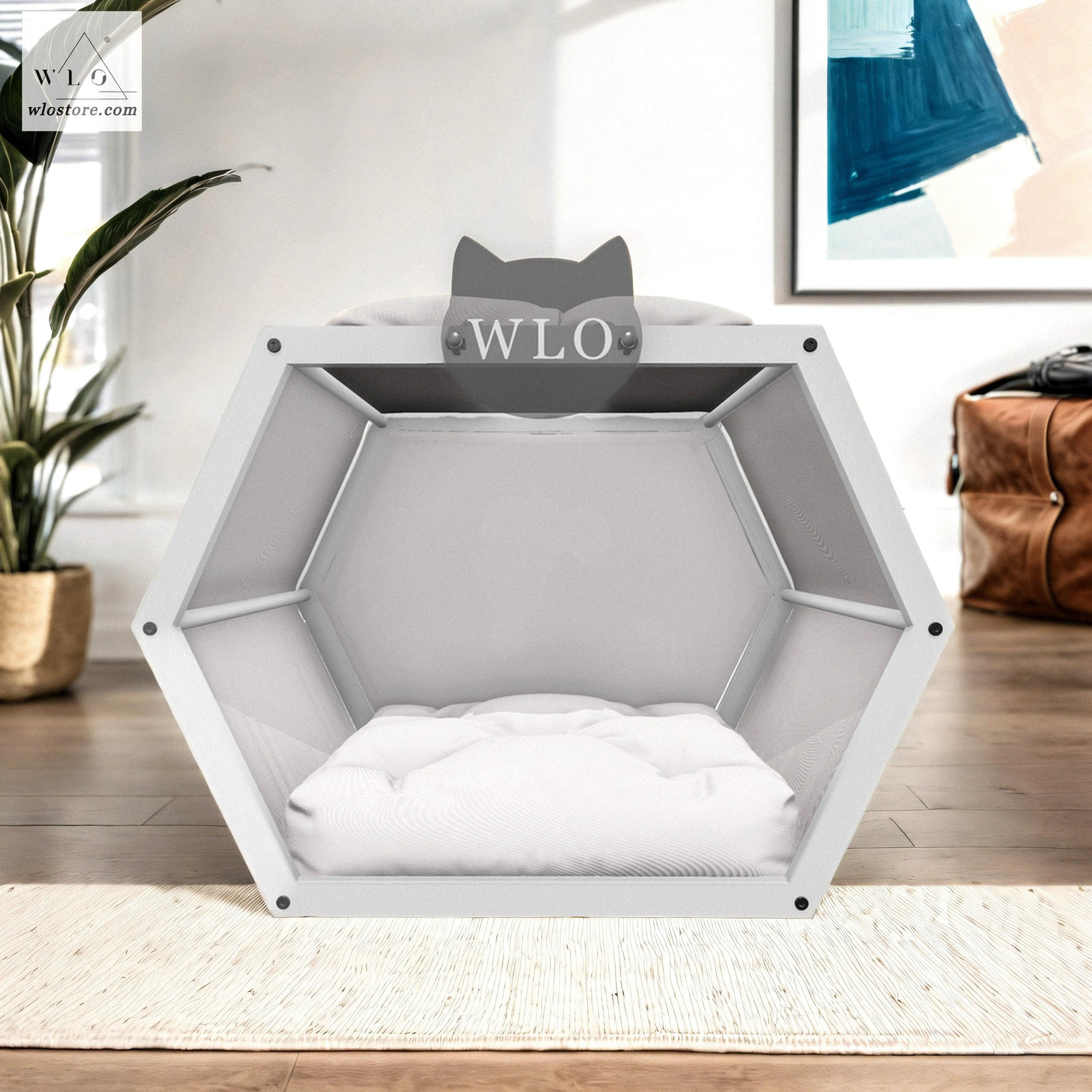 WLO® White Hexxon Modern Cat Bed - WLO Store