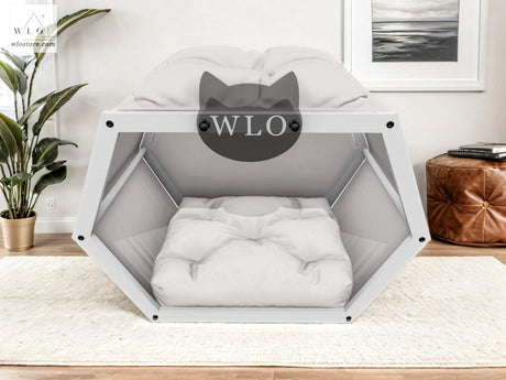 WLO® White Hexxon Modern Cat Bed - WLO Store
