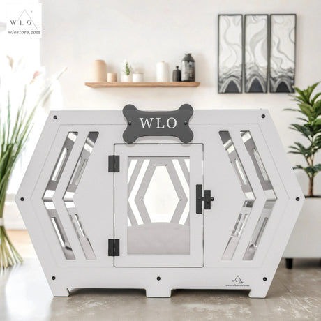WLO® White Hexxon Modern Dog Crate - WLO Store