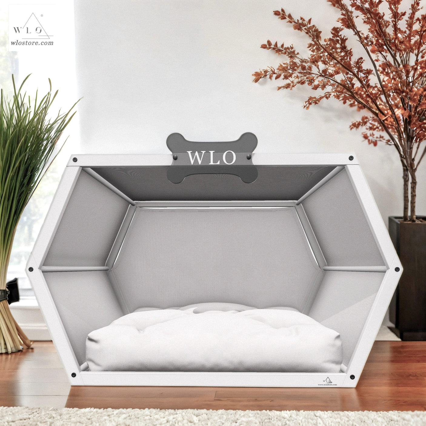 WLO® White Hexxon Modern Dog House - WLO Store