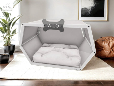 WLO® White Hexxon Modern Dog House - WLO Store