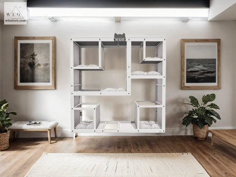 WLO® White Square Compact Cat Shelf - WLO Store