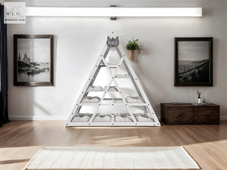 WLO® White Triangle Compact Cat Shelf - WLO Store