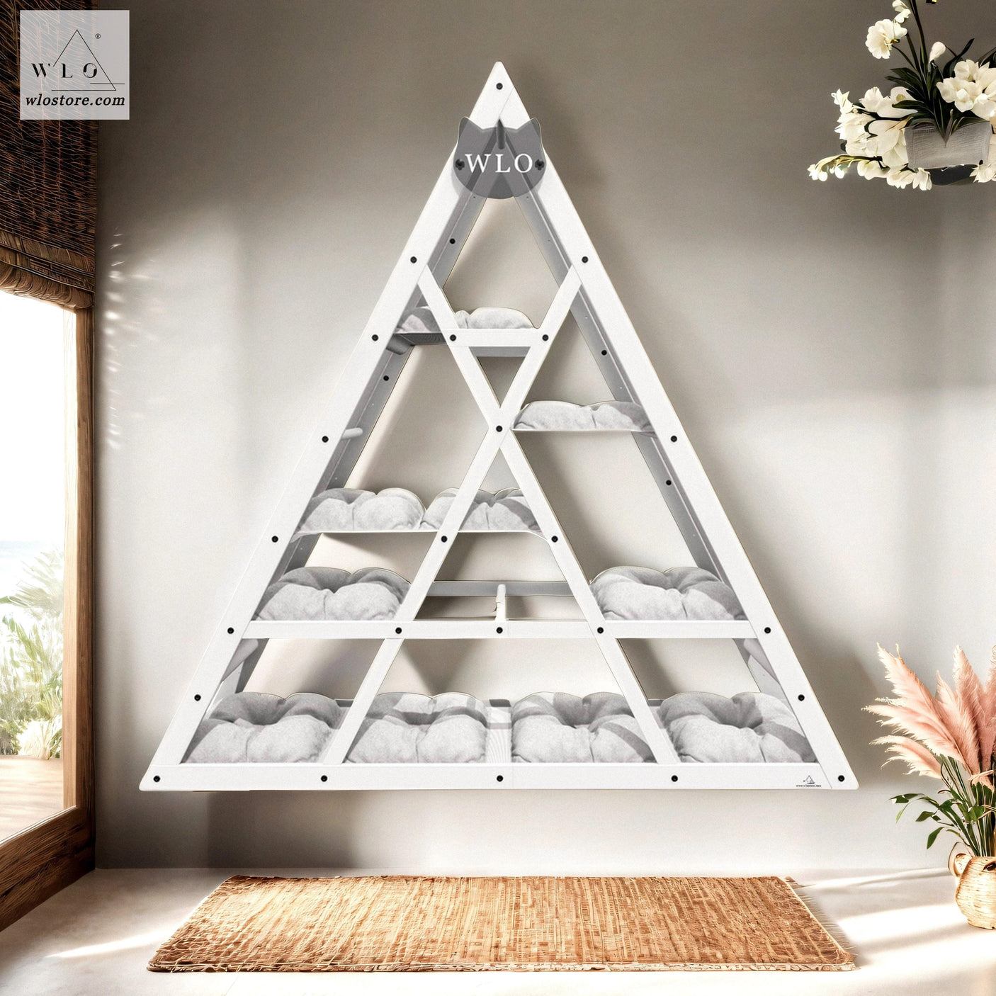 WLO® White Triangle Compact Cat Shelf - WLO Store