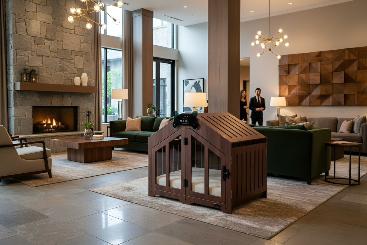 Natural Oak WLO crate in a rustic-modern living room with warm decor