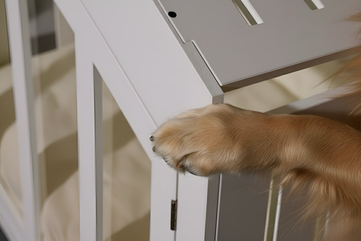 Close-up of a smooth rounded WLO corner; a dog's paw resting safely against the inner wall
