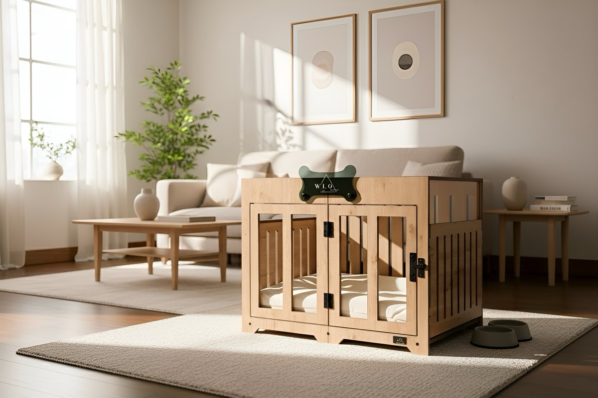 Modern WLO crate styled with indoor plants; minimalist scene emphasizing clean, minimal design